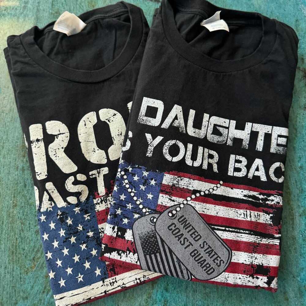Lot of 2 United States Coast Guard Dad Daughter Mens Funny T Shirt Size XL USCG